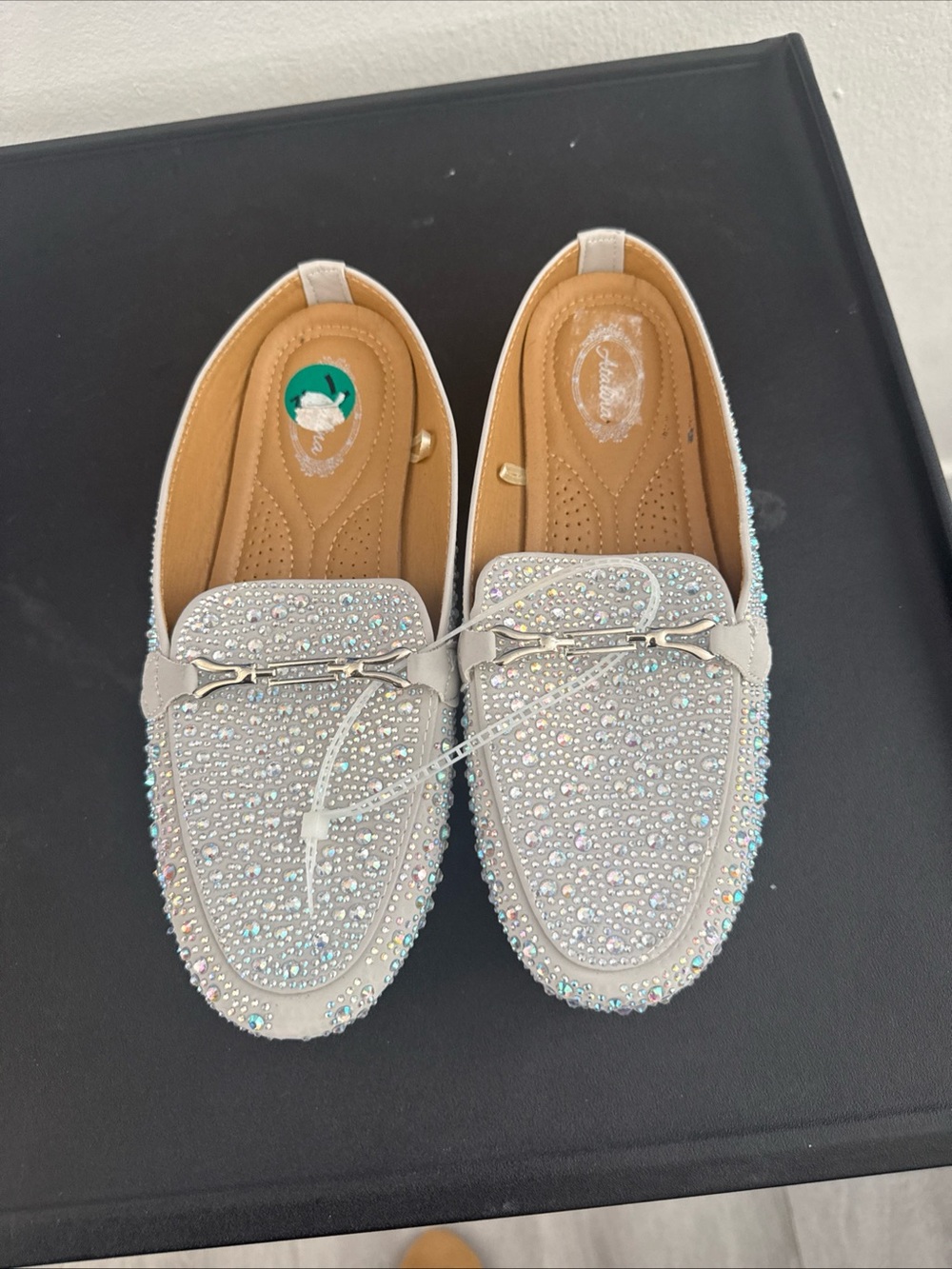 Crystal-Embellished Women’s Loafers - Silver